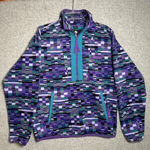Vintage Columbia Medium Womens 1/2 Zip Geometric Fleece Pullover Purple Blue